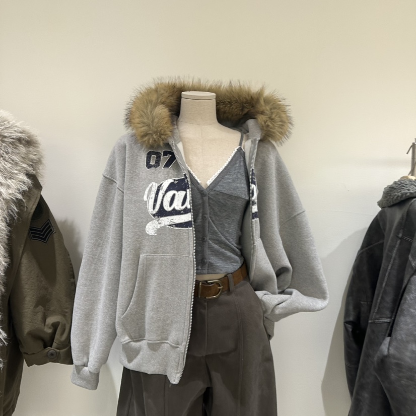 VAULT東大門㊣實拍女士新款推薦真品25秋冬夾克毛皮加絨兜帽VAULT夾克圖色3