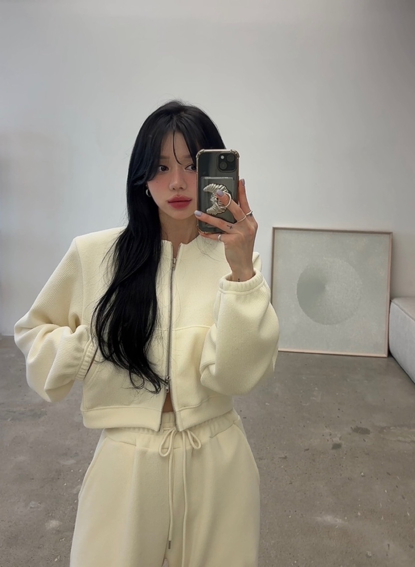 AMUSE SEOUL韓國代購㊣女裝新品人氣25秋冬職業真品衛衣拉鏈AMUSE SEOUL衛衣