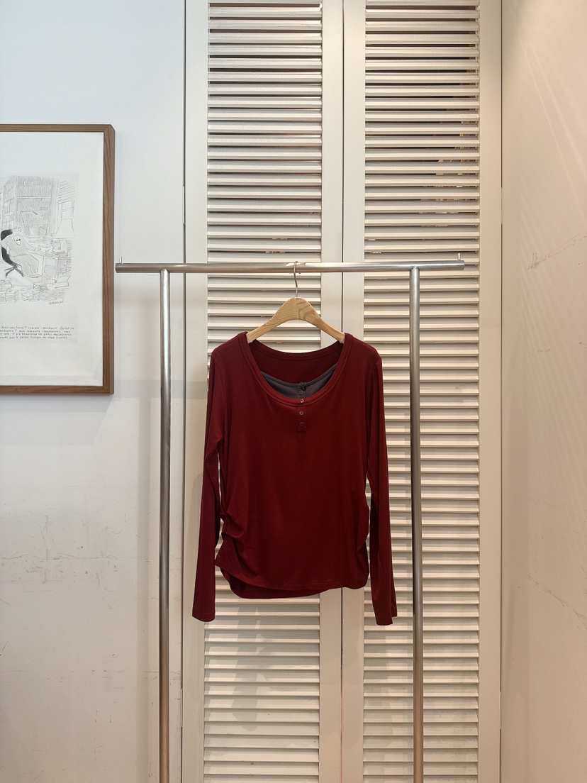 FAVE-L韓國代購㊣女裝新品25秋冬休閑推薦時尚長袖T恤假兩件FAVE-L長袖T恤圖色2