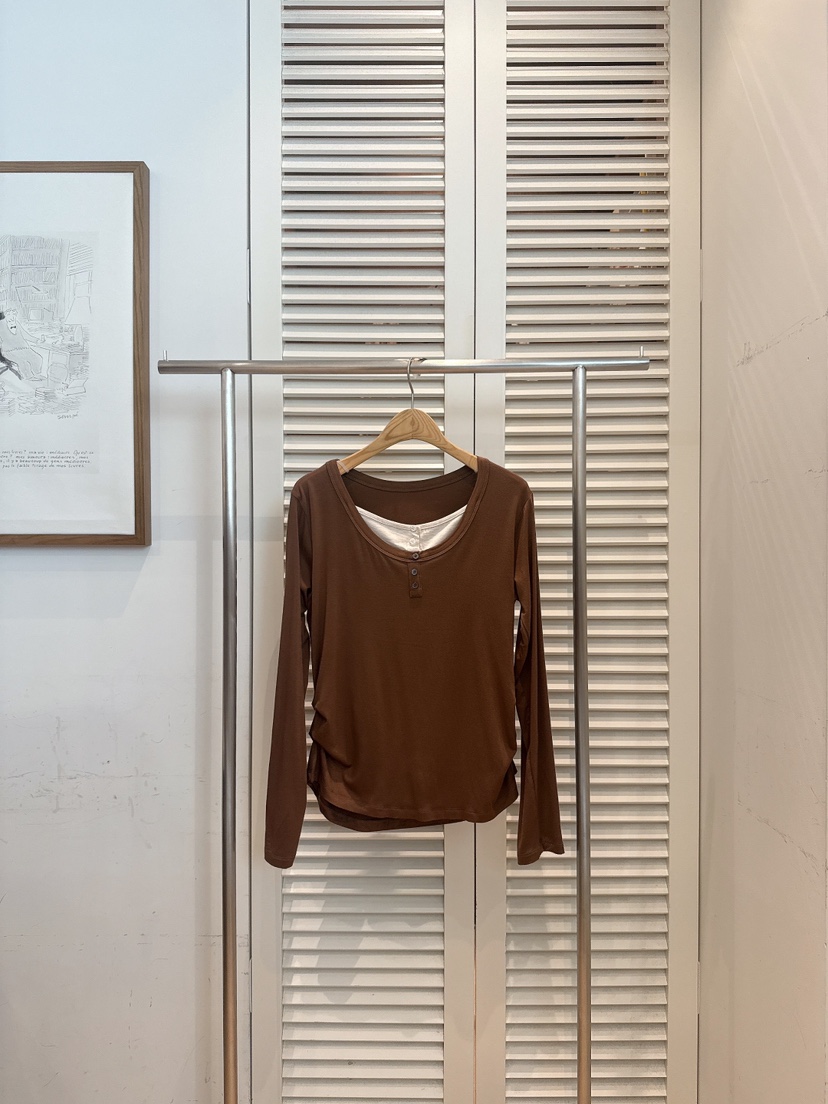 FAVE-L韓國代購㊣女裝新品25秋冬休閑推薦時尚長袖T恤假兩件FAVE-L長袖T恤圖色3