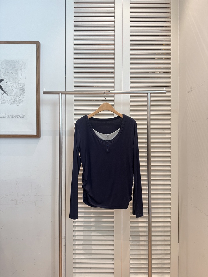 FAVE-L韓國代購㊣女裝新品25秋冬休閑推薦時尚長袖T恤假兩件FAVE-L長袖T恤圖色4