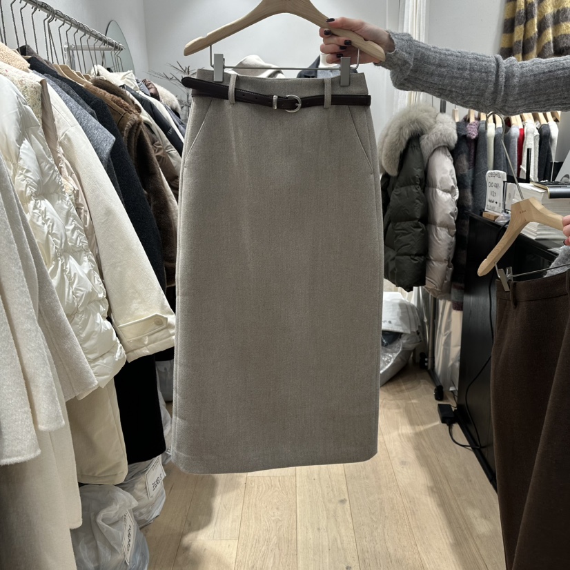 DDAY韓國代購㊣女裝新款真品休閑25秋冬熱賣時尚長裙不含腰帶DDAY長裙圖色1