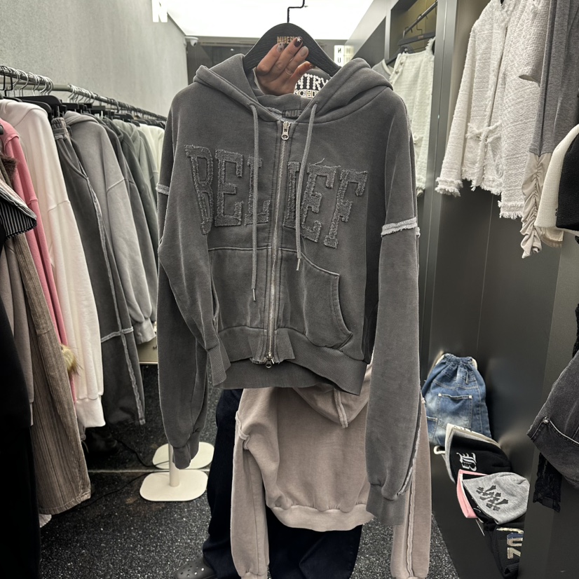 NUEUN東大門㊣代購女士新款職業推薦夾克連帽拉鏈衫加絨羊皮NUEUN/SEEOT夾克圖色2