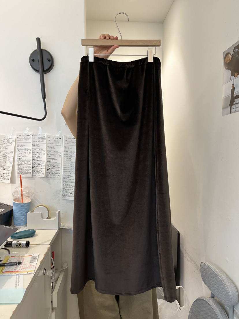 OUVIR韓國代購㊣女裝新品休閑熱賣真品職業人氣推薦長裙絲絨O.V.R/OUVIR長裙