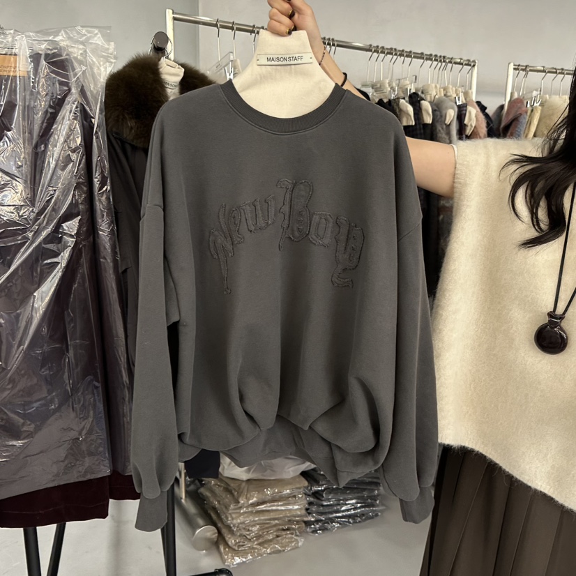 DOUBLE STANDARD/LE SMOKING/MAISONSTAFF韓國代購㊣女士新品25秋冬衛衣加絨MAISONSTAFF衛衣圖色1