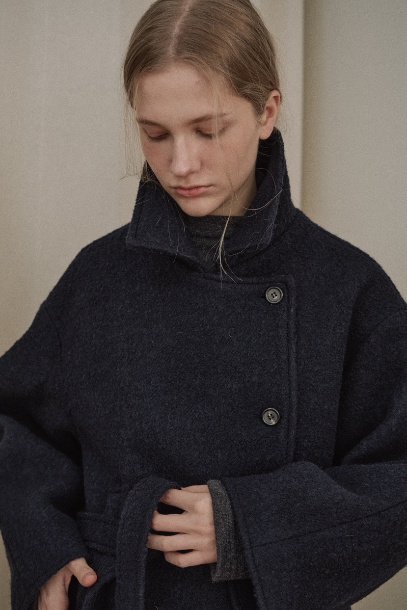 B_GARDER東大門㊣直郵女士新品人氣時尚25秋冬短款大衣含腰帶B.GARDER短款大衣