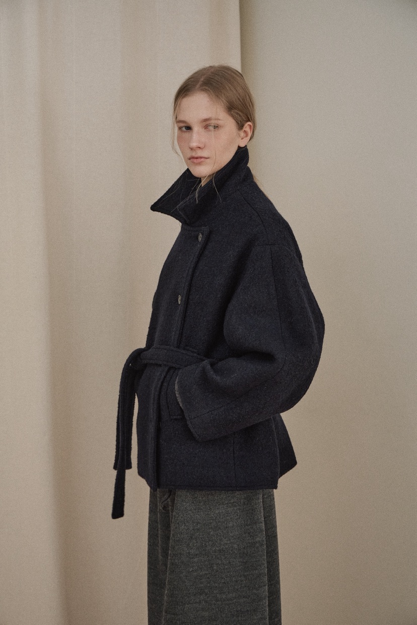 B_GARDER東大門㊣直郵女士新品人氣時尚25秋冬短款大衣含腰帶B.GARDER短款大衣