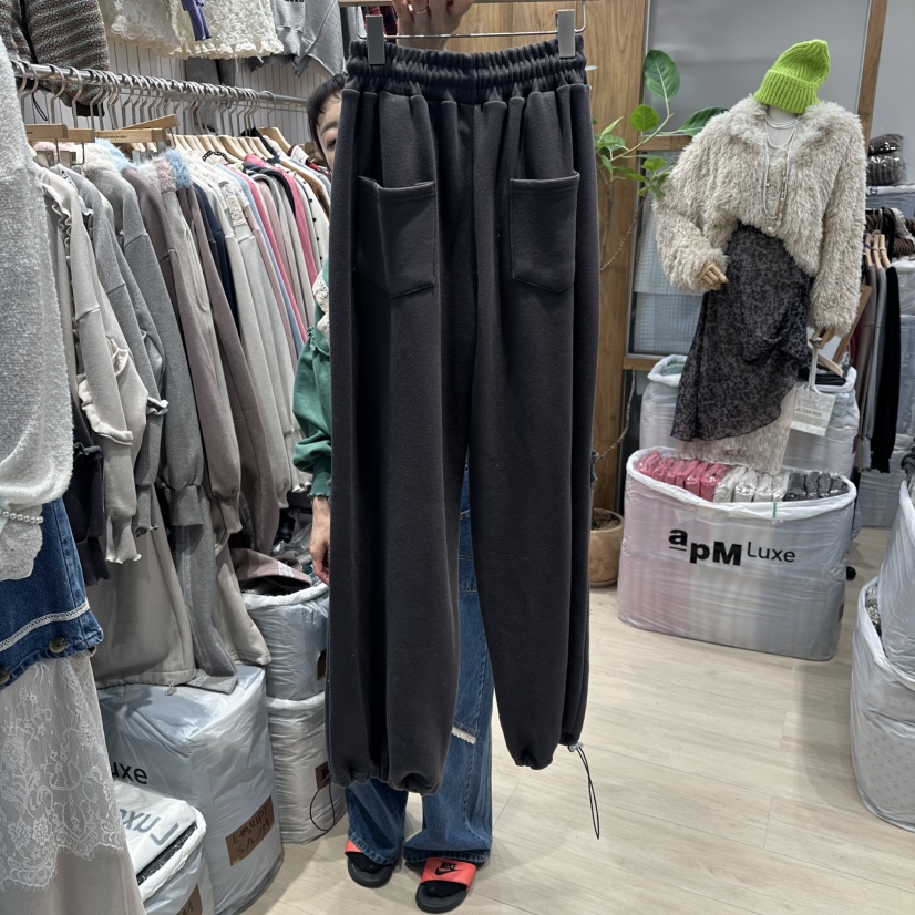 MARI CO韓國直郵㊣女士新品人氣休閑25秋冬休閑褲荷葉邊加絨MARI CO休閑褲