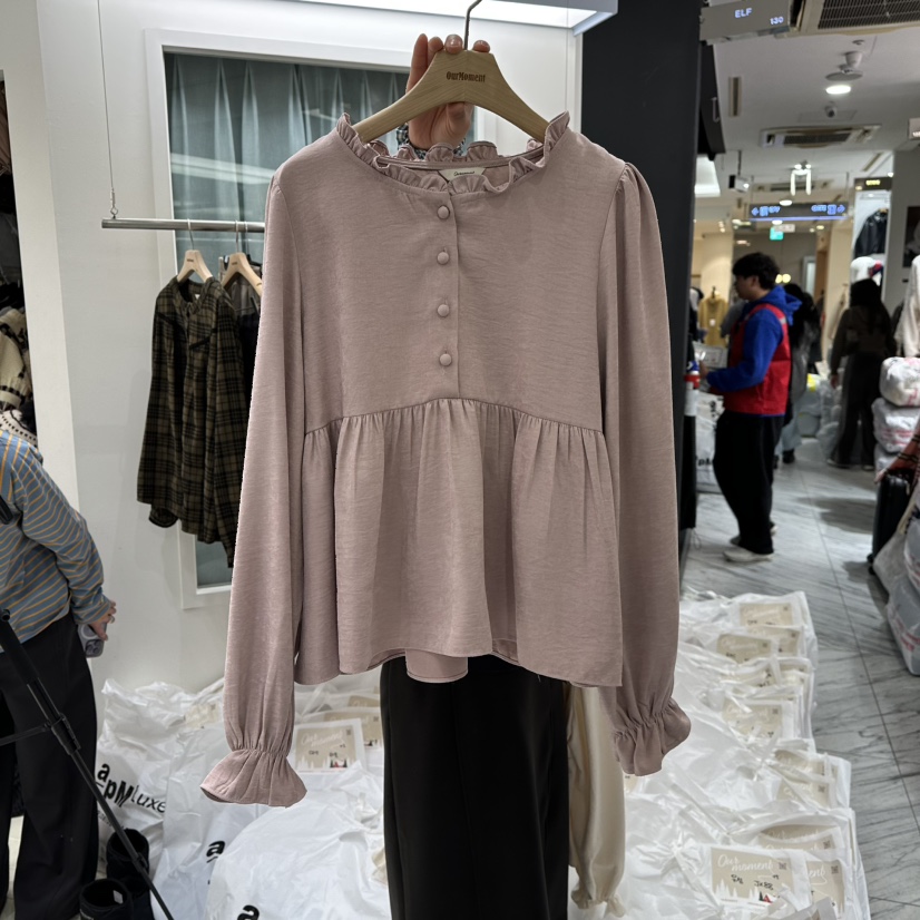 OURMOMENT韓國代購㊣女士新品真品時尚人氣休閑25秋冬襯衫蕾絲衫OURMOMENT襯衫/蕾絲衫圖色2