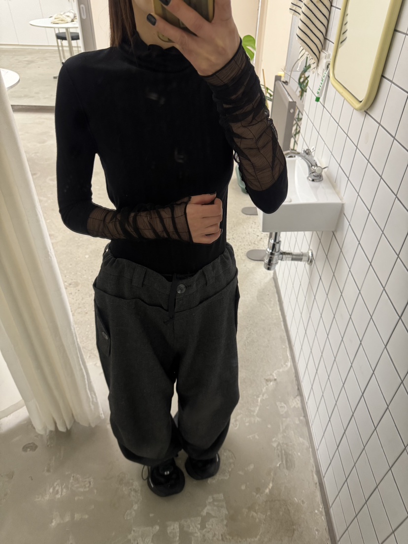 FRANC—L韓國代購㊣女士新品真品熱賣25秋冬休閑長袖T恤透明FRANC長袖T恤圖色2