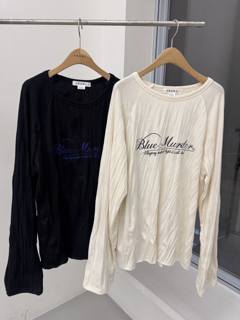 FRANC—L東大門㊣實拍女士新款25秋冬人氣真品時尚長袖T恤褶皺FRANC長袖T恤