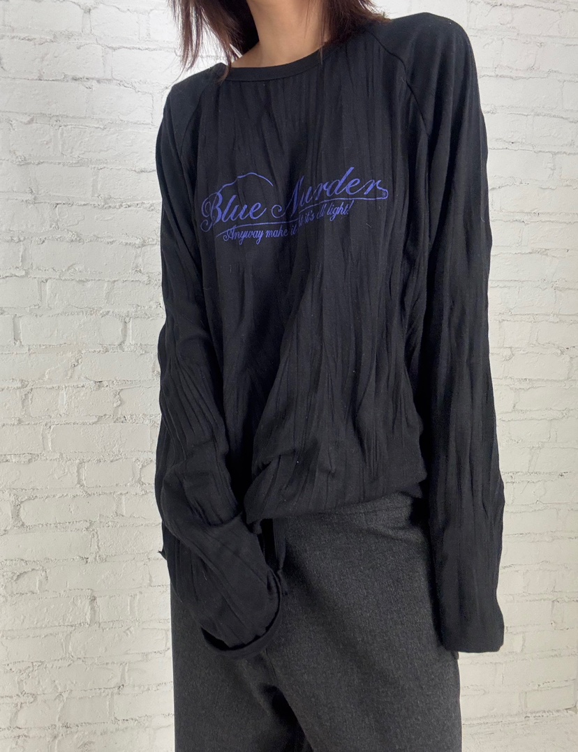 FRANC—L東大門㊣實拍女士新款25秋冬人氣真品時尚長袖T恤褶皺FRANC長袖T恤