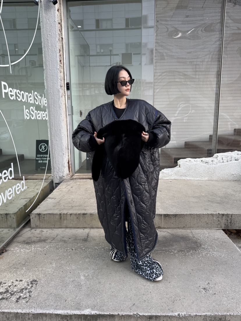 FRANC—L東大門㊣代購女士新品熱賣25秋冬中長款大衣兩面穿FRANC中長款大衣