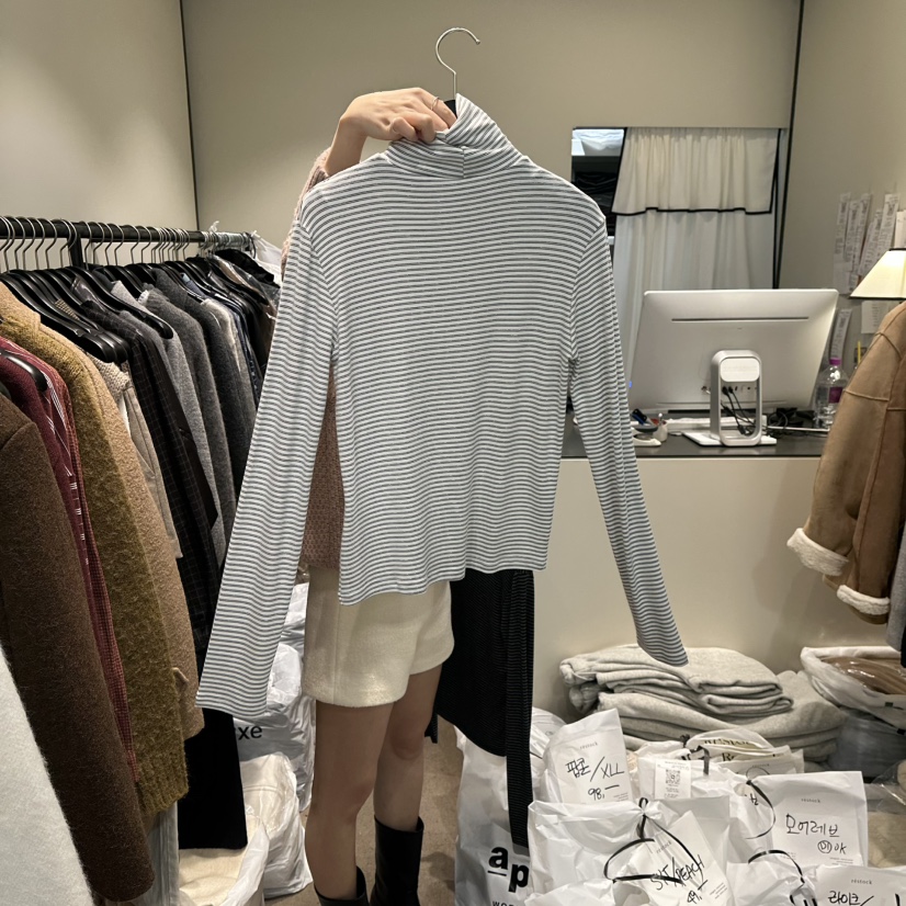 RE STOCK東大門㊣直郵女裝新品職業人氣推薦時尚真品長袖T恤RE STOCK長袖T恤