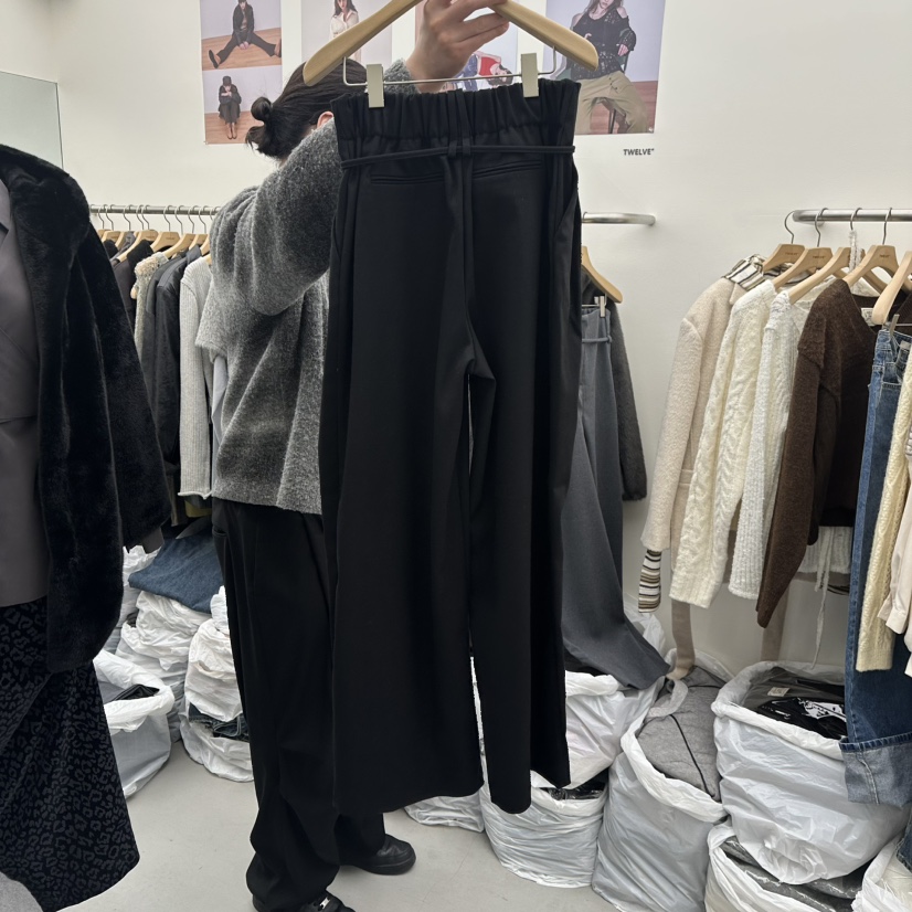 TWELVE韓國代購㊣女士新品真品時尚休閑熱賣休閑褲羊毛腰帶TWELVE休閑褲