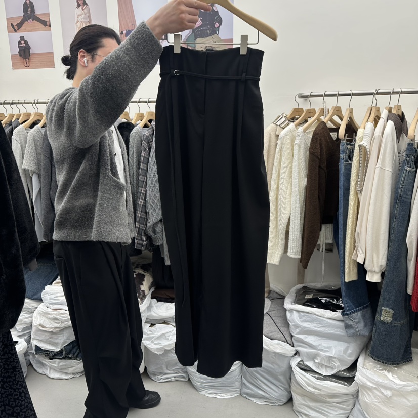 TWELVE韓國代購㊣女士新品真品時尚休閑熱賣休閑褲羊毛腰帶TWELVE休閑褲圖色2