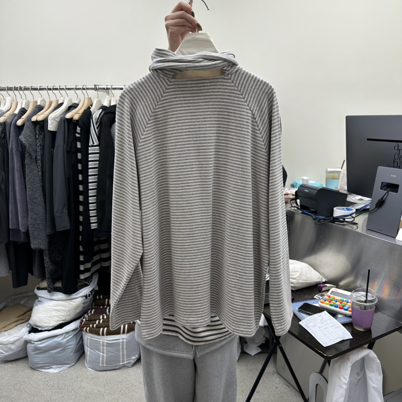 AMOEBA東大門㊣實拍女士新款職業25秋冬熱賣真品長袖T恤圍巾AMOEBA長袖T恤