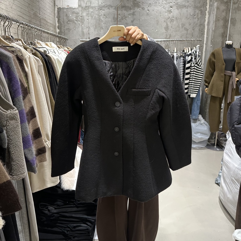 JUNI東大門㊣實拍女裝新款熱賣時尚25秋冬休閑推薦短款大衣my juni短款大衣圖色2