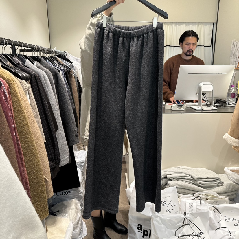 RE STOCK東大門㊣代購女裝新品25秋冬時尚推薦真品休閑褲加絨RE STOCK休閑褲圖色3