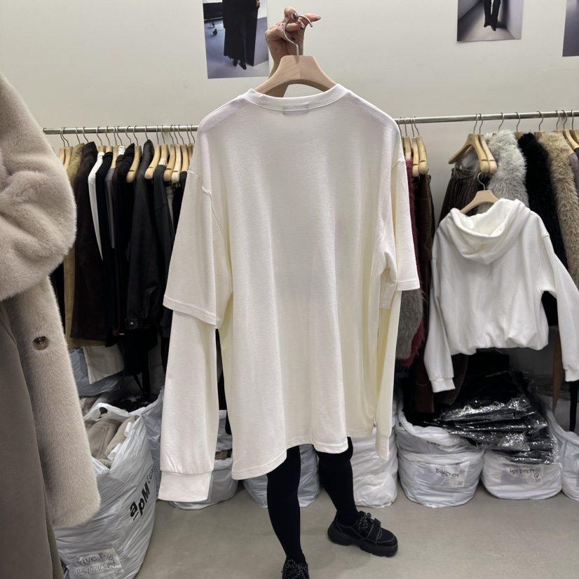 VIVEL東大門㊣代購女裝新款職業人氣時尚休閑長袖T恤假兩件VIVEL長袖T恤