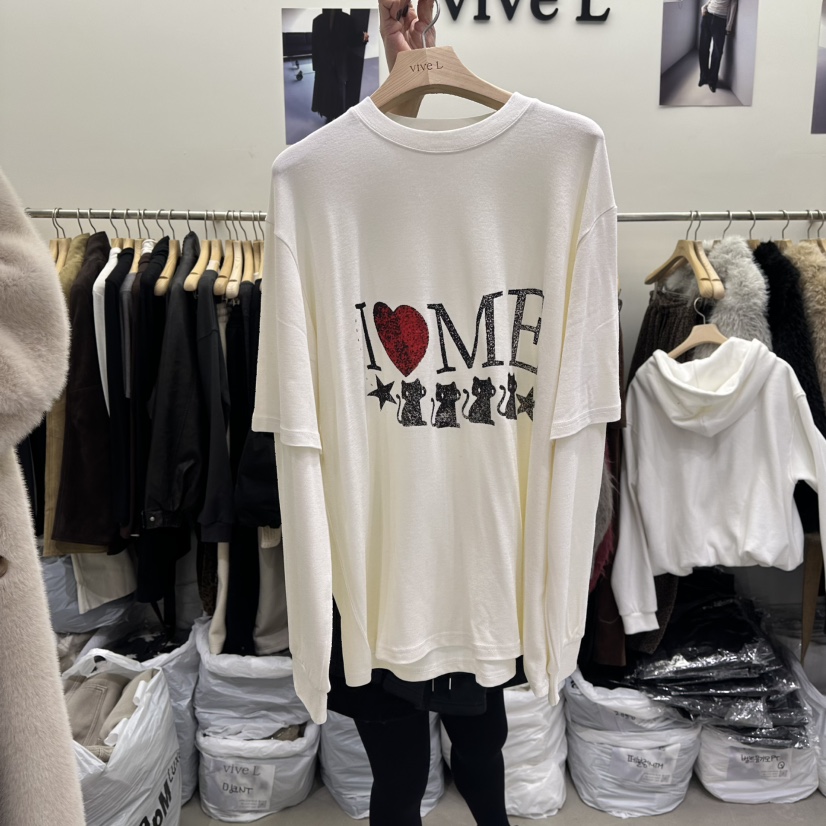 VIVEL東大門㊣代購女裝新款職業人氣時尚休閑長袖T恤假兩件VIVEL長袖T恤圖色1