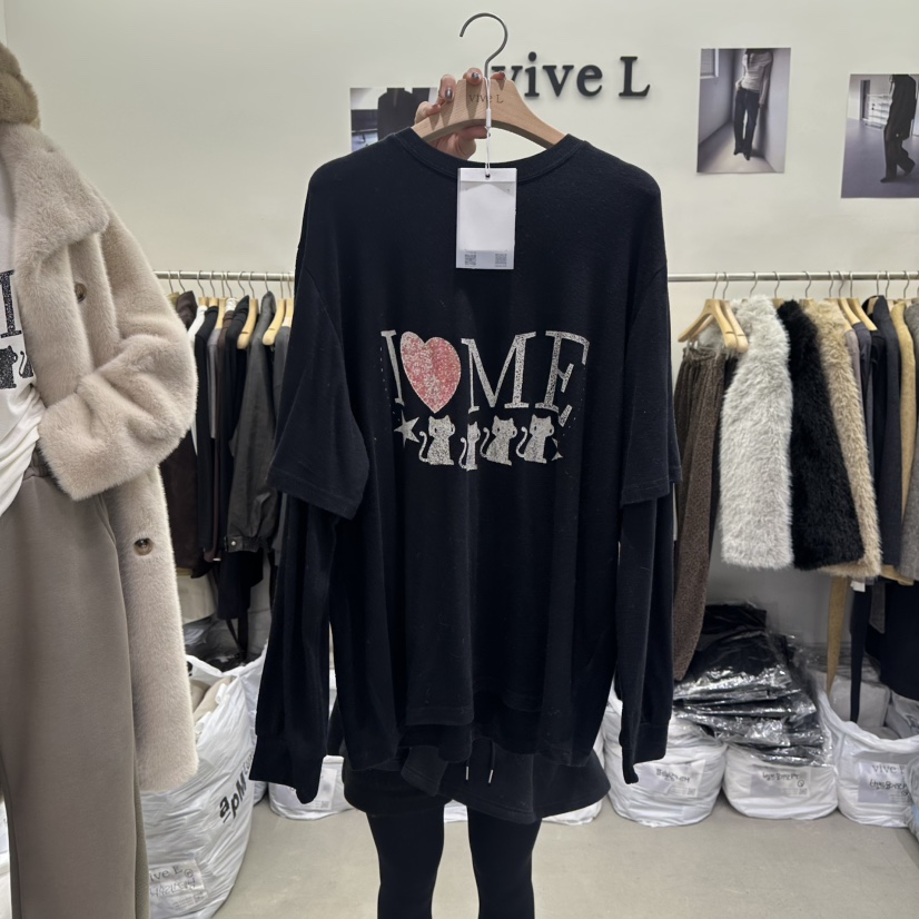 VIVEL東大門㊣代購女裝新款職業人氣時尚休閑長袖T恤假兩件VIVEL長袖T恤圖色2