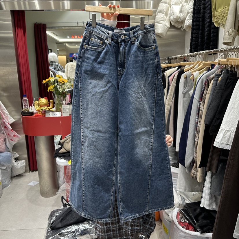 SOLAR東大門㊣直郵女士新品真品25秋冬休閑時尚職業牛仔褲拉絨SOLAR牛仔褲圖色1