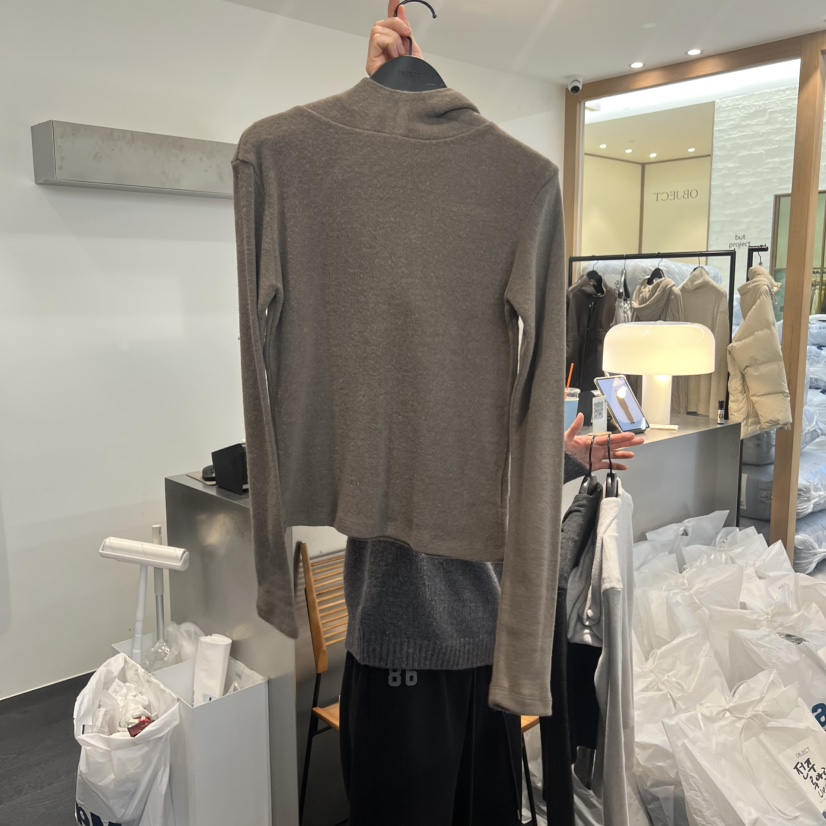 OBJECT韓國直郵㊣女士新品休閑時尚長袖T恤安哥拉連帽衫羊毛OBJECT長袖T恤圖色2