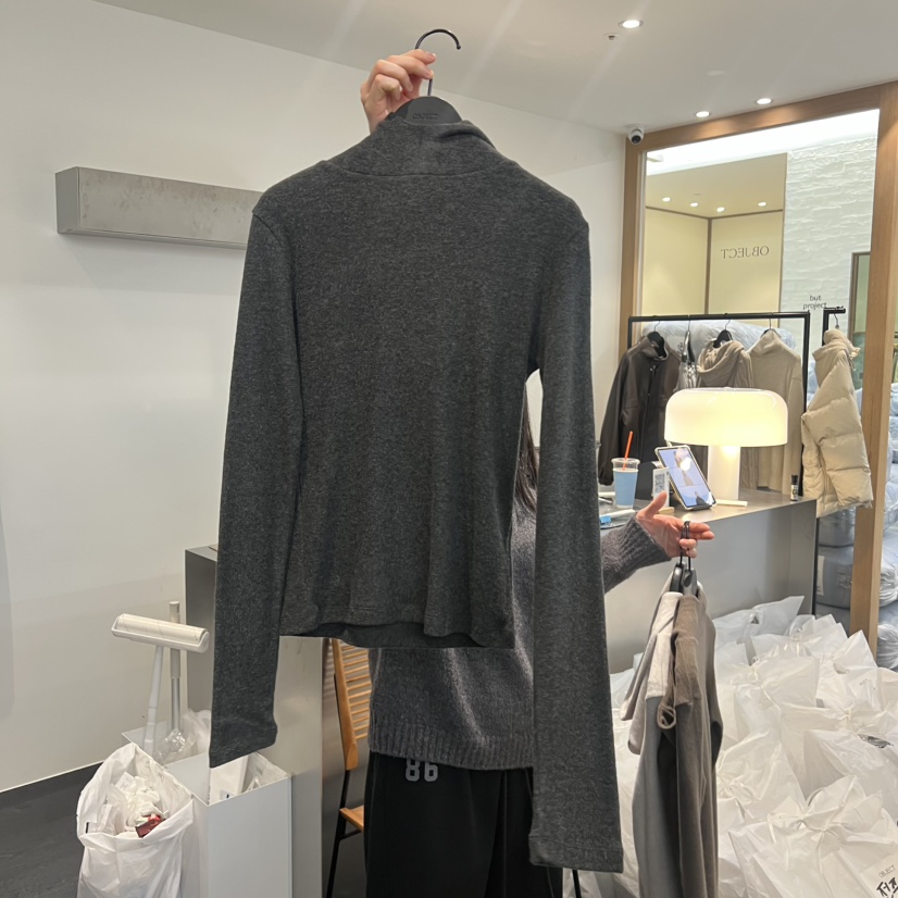 OBJECT韓國直郵㊣女士新品休閑時尚長袖T恤安哥拉連帽衫羊毛OBJECT長袖T恤圖色3