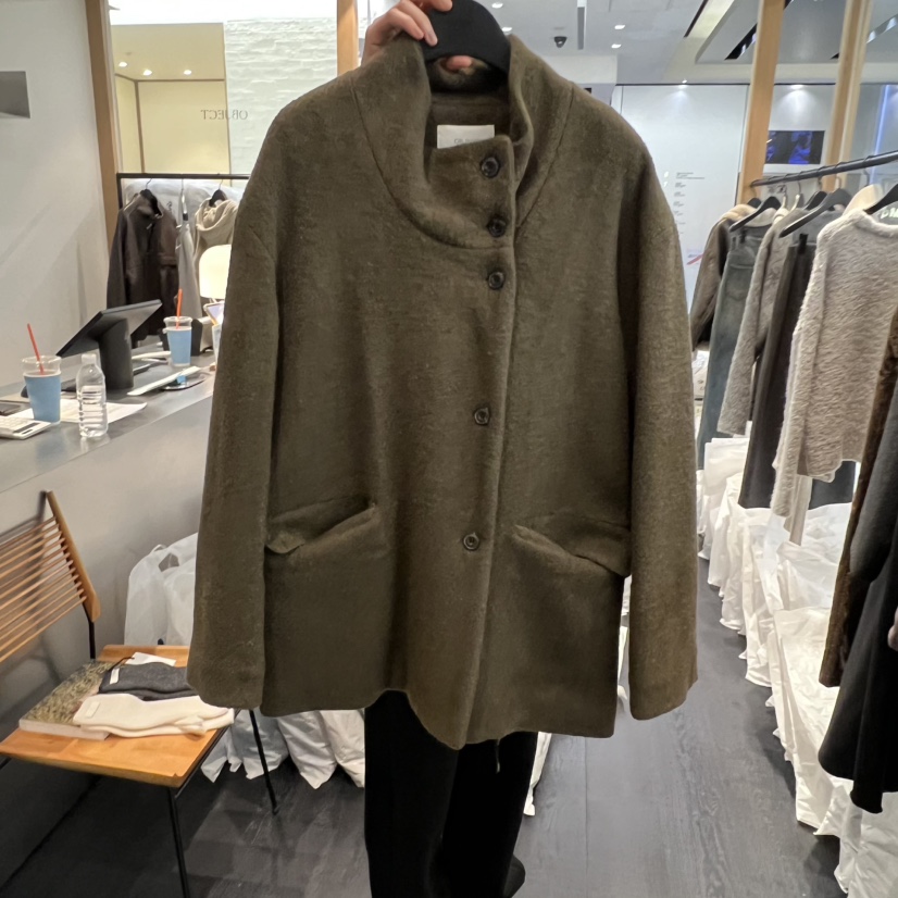 OBJECT東大門㊣直郵女士新品25秋冬熱賣真品時尚短款大衣高領OBJECT短款大衣圖色2