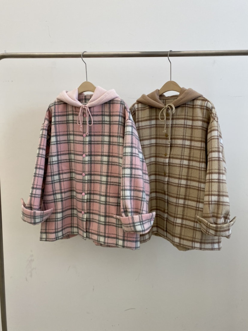 COCOMATON東大門㊣代購女士新款25秋冬職業夾克連帽衫羊毛格子COCOMATON夾克