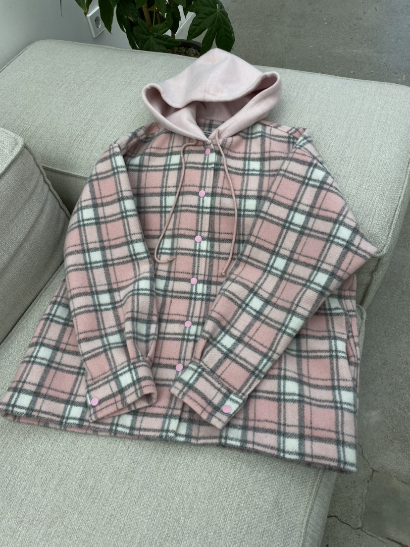 COCOMATON東大門㊣代購女士新款25秋冬職業夾克連帽衫羊毛格子COCOMATON夾克