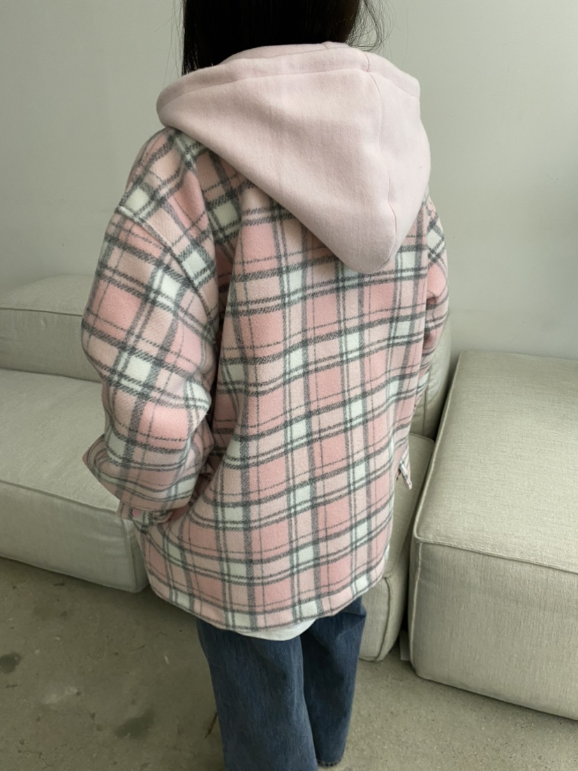 COCOMATON東大門㊣代購女士新款25秋冬職業夾克連帽衫羊毛格子COCOMATON夾克