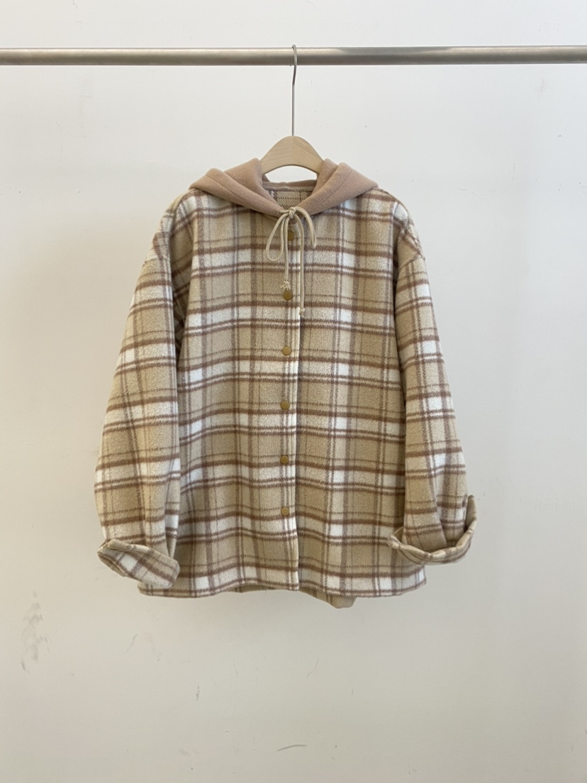 COCOMATON東大門㊣代購女士新款25秋冬職業夾克連帽衫羊毛格子COCOMATON夾克圖色1