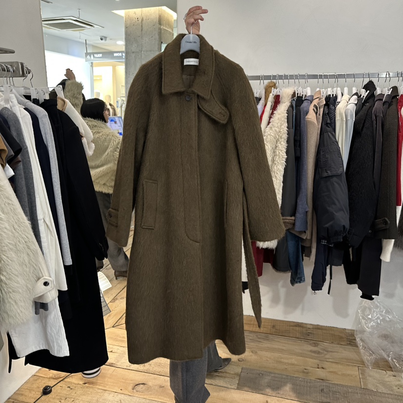 CREAM VILLA韓國直郵㊣女裝新款真品中長款大衣羊駝毛CREAMVILLA中長款大衣圖色2