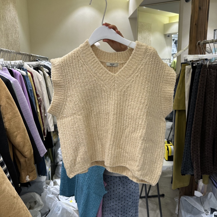 REFLAT韓國代購㊣女士新品熱賣人氣休閑25秋冬職業吊帶背心V領REFLAT吊帶/背心圖色1