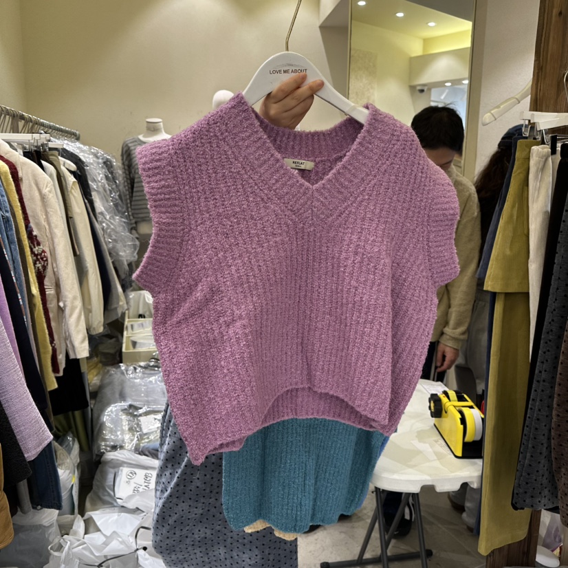 REFLAT韓國代購㊣女士新品熱賣人氣休閑25秋冬職業吊帶背心V領REFLAT吊帶/背心圖色2