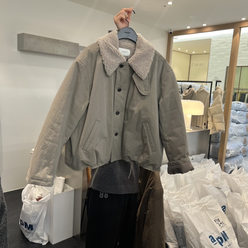 OBJECT東大門㊣實拍女裝新品休閑推薦人氣時尚熱賣夾克棉絨OBJECT夾克圖色1