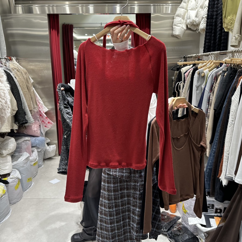 SOLAR韓國代購㊣女裝新品人氣真品休閑25秋冬長袖T恤假兩件SOLAR長袖T恤