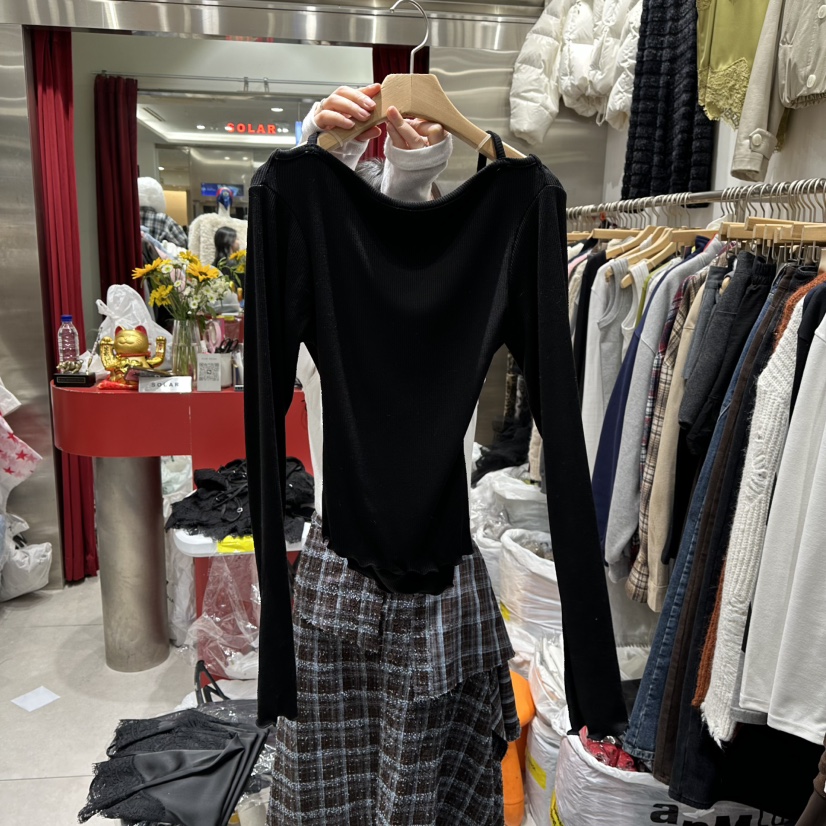 SOLAR韓國直郵㊣女裝新款熱賣職業時尚休閑推薦長袖T恤假兩件SOLAR長袖T恤