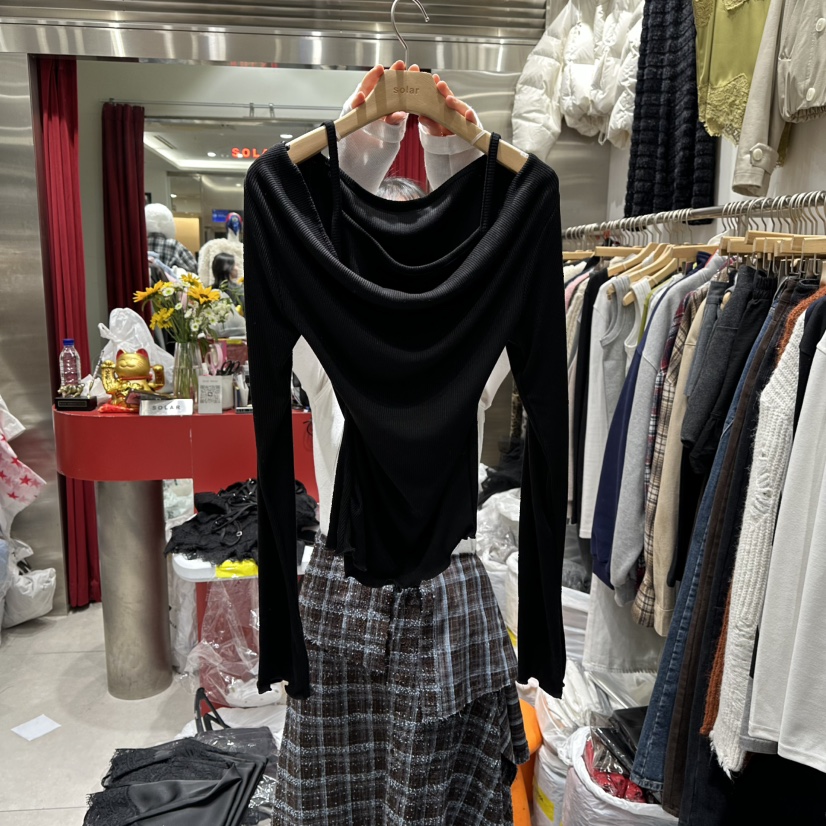 SOLAR韓國直郵㊣女裝新款熱賣職業時尚休閑推薦長袖T恤假兩件SOLAR長袖T恤圖色2