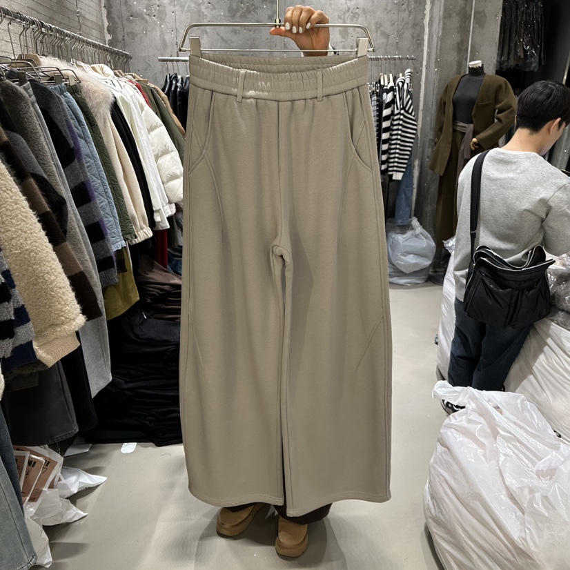 JUNI韓國代購㊣女士新品職業25秋冬推薦人氣熱賣休閑褲加絨my juni休閑褲圖色1