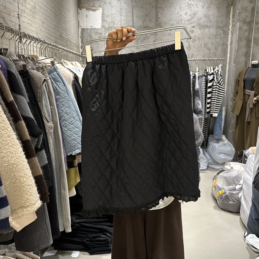 JUNI東大門㊣實拍女裝新品職業真品休閑25秋冬短裙蕾絲絎縫my juni短裙