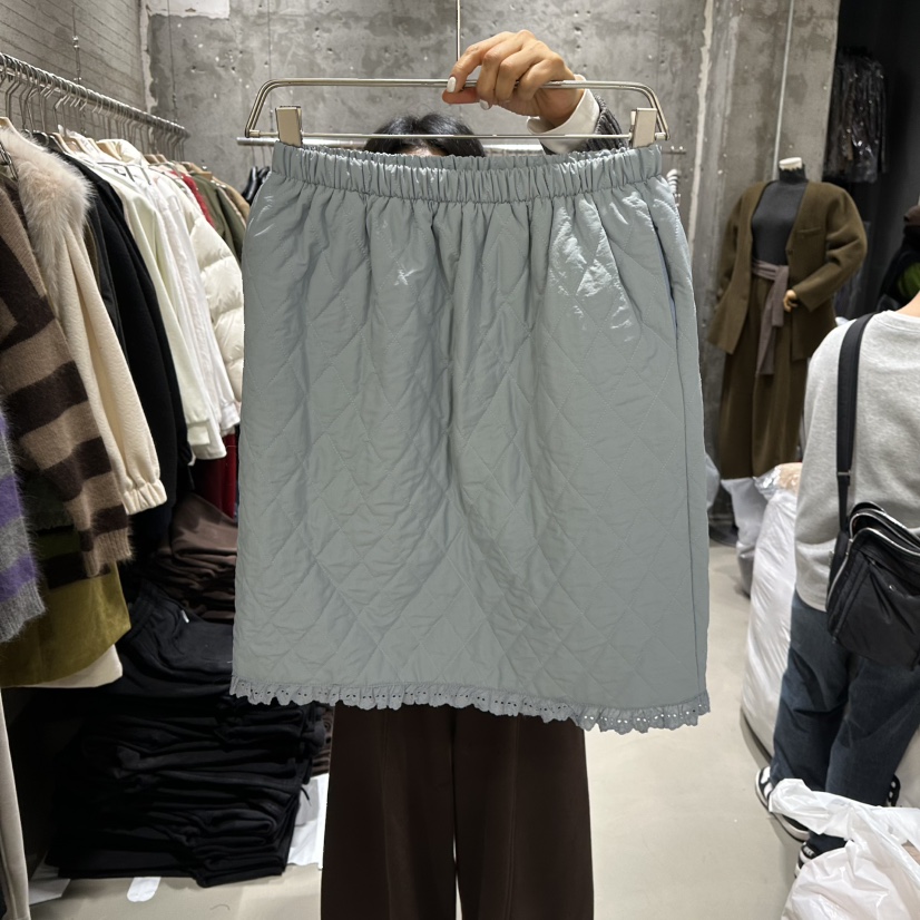 JUNI東大門㊣實拍女裝新品職業真品休閑25秋冬短裙蕾絲絎縫my juni短裙圖色2