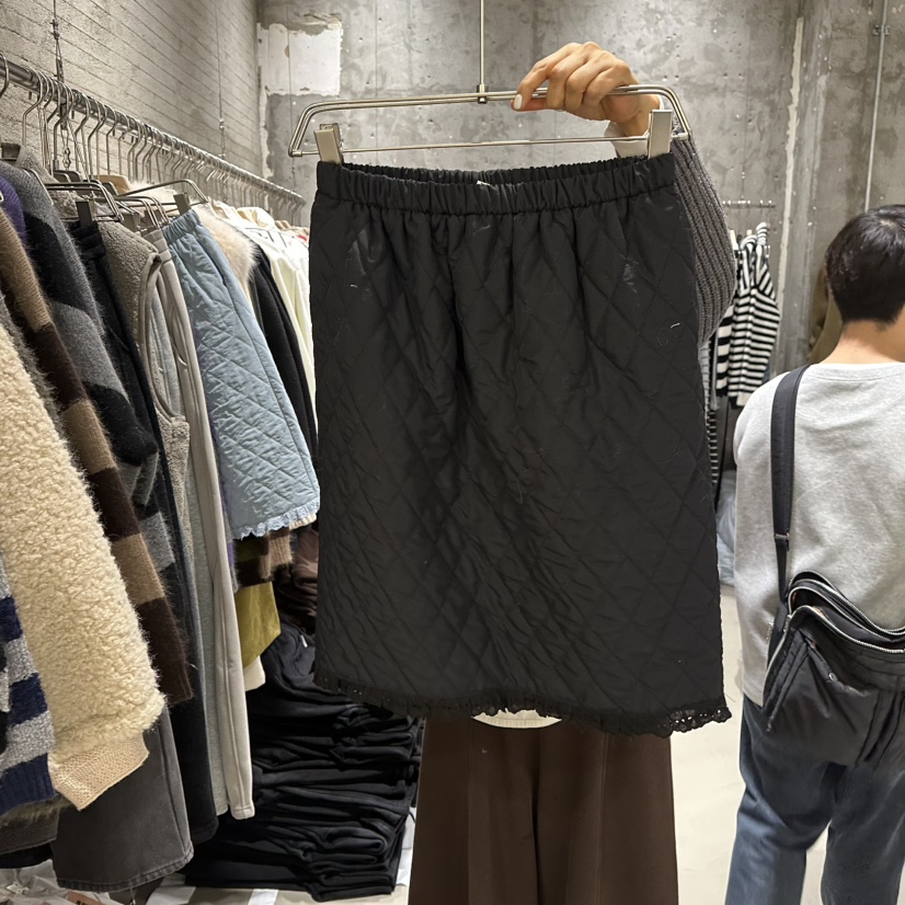 JUNI東大門㊣實拍女裝新品職業真品休閑25秋冬短裙蕾絲絎縫my juni短裙圖色3