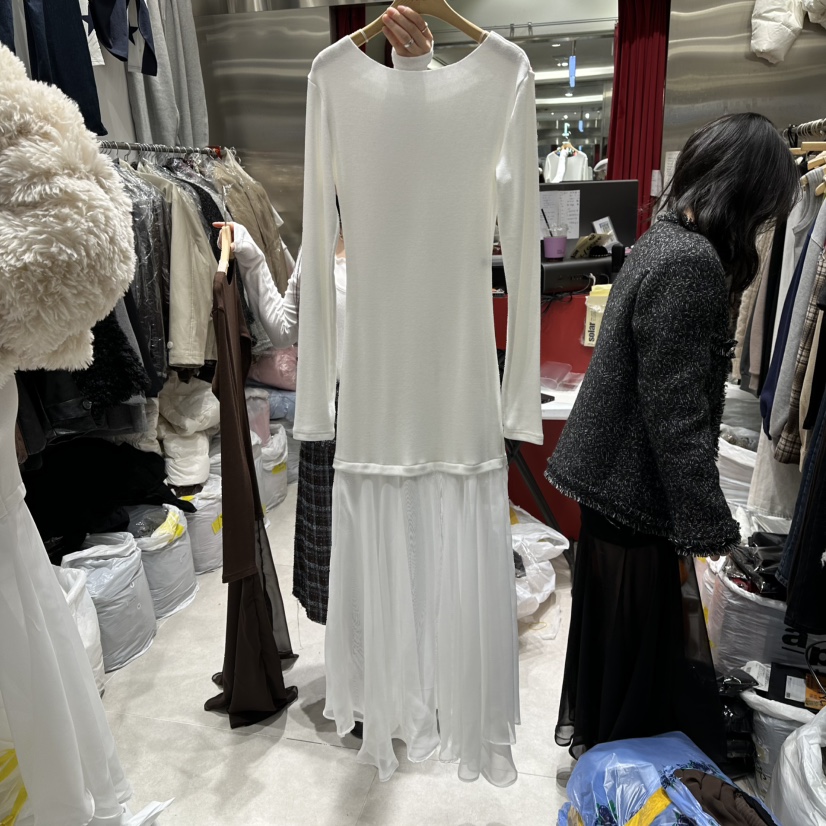 SOLAR韓國代購㊣女裝新品推薦休閑人氣時尚連衣裙不含腰帶露肩SOLAR連衣裙圖色1