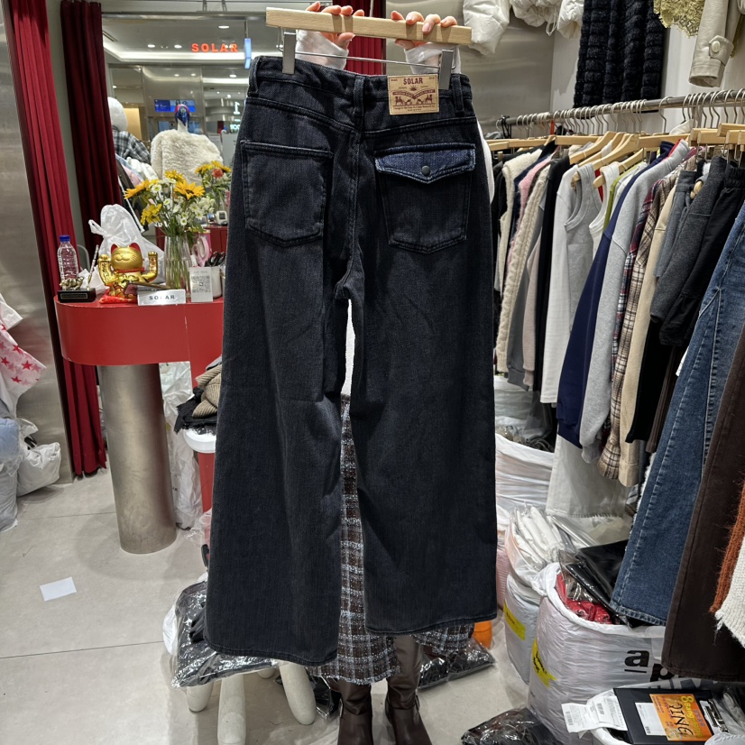 SOLAR東大門㊣實拍女裝新品推薦真品時尚人氣熱賣休閑牛仔褲SOLAR牛仔褲