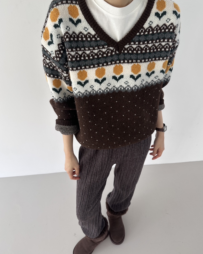 HOWDY東大門㊣實拍女士新款職業25秋冬熱賣推薦休閑時尚針織衫howdy針織衫圖色1