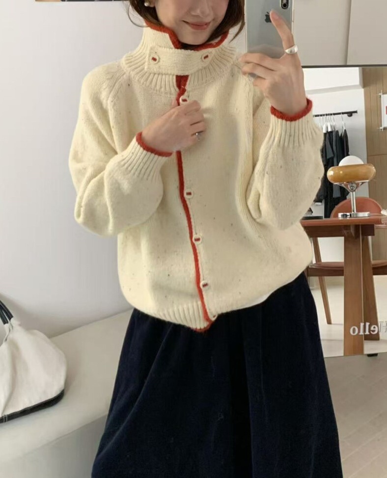 OLA韓國代購㊣女裝新品25秋冬熱賣時尚休閑職業真品人氣針織衫mellor/OLA針織衫