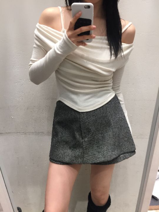 mars韓國代購㊣女裝新款真品25秋冬休閑職業熱賣長袖T恤假兩件mars長袖T恤